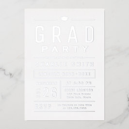 Invitación Con Relieve Metalizado Partido de Graduación de Tipografía Simple Moderna