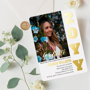 Invitación Con Relieve Metalizado Partido de graduación invita a elegante foto Perso