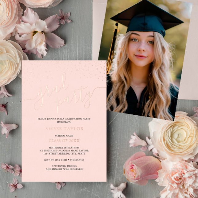Invitación Con Relieve Metalizado Partido Rosa de Graduación de Fotografías de Confe (Subido por el creador)