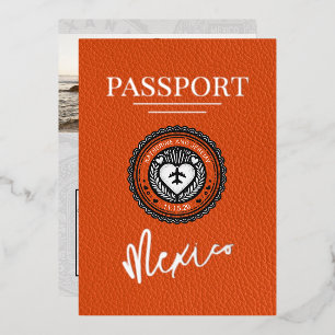 Invitación Con Relieve Metalizado Pasaporte de boda de Orange México