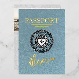 Invitación Con Relieve Metalizado Pase de boda azul pizarra México