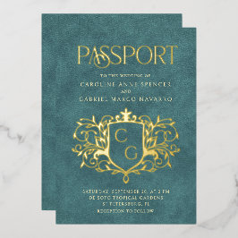 Invitación Con Relieve Metalizado Passport Wedding