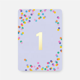 Invitación Con Relieve Metalizado Pastel Purple Chica Primer Cumpleaños Confetti Gol
