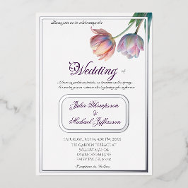 Invitación Con Relieve Metalizado Pastel Tulip Boda Suite Típografía elegante