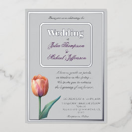 Invitación Con Relieve Metalizado Pastel Tulip Boda Suite Típografía elegante