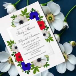 Invitación Con Relieve Metalizado Patriotic Panda Anemone Baby Shower