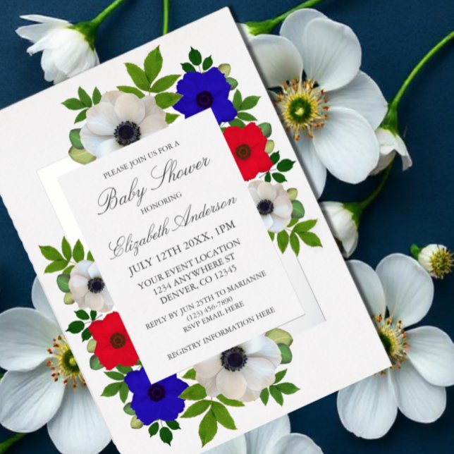 Invitación Con Relieve Metalizado Patriotic Panda Anemone Baby Shower (Subido por el creador)