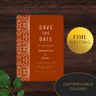 Invitación Con Relieve Metalizado Patrón Africano Moderno de Lujo Save the Date