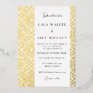 Invitación Con Relieve Metalizado Patrón de Baldosa Italiana (Punteada Retro)