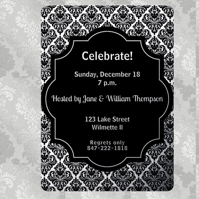 Invitación Con Relieve Metalizado Patrón de Damasco (Subido por el creador)