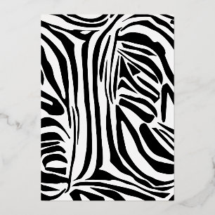 Invitación Con Relieve Metalizado Patrón de impresión de cebra en blanco y negro atr