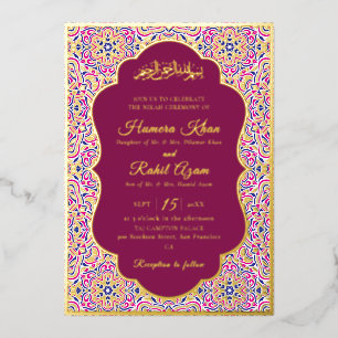 Invitación Con Relieve Metalizado Patrón de motivo geométrico turco Boda islámica