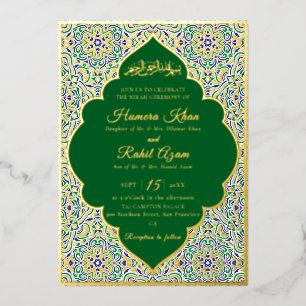 Invitación Con Relieve Metalizado Patrón de motivo geométrico turco Boda islámica 