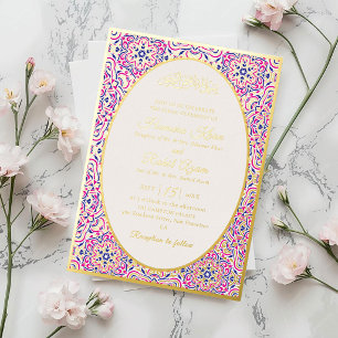 Invitación Con Relieve Metalizado Patrón de motivo geométrico turco Boda islámica