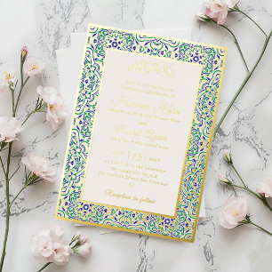 Invitación Con Relieve Metalizado Patrón de motivo geométrico turco Boda islámica