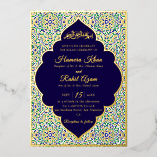 Invitación Con Relieve Metalizado Patrón de motivo geométrico turco Boda islámica