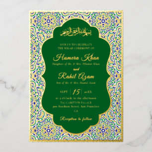 Invitación Con Relieve Metalizado Patrón de motivo geométrico turco Boda islámica
