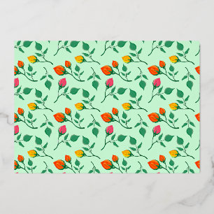 Invitación Con Relieve Metalizado Patrón floral con flores subió de color