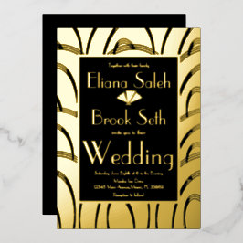 Invitación Con Relieve Metalizado Patrón Gabsty Moderno Dorado Prensado para Boda  