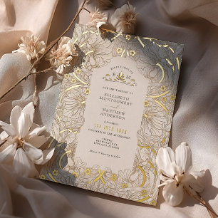 Invitación Con Relieve Metalizado Patrón Vintage Pimpernel William Morris