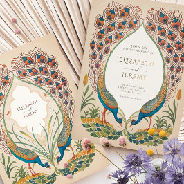 Invitación Con Relieve Metalizado Pavo real