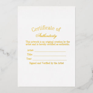 Invitación Con Relieve Metalizado Pegatina de Certificado de Autenticidad de Lujo