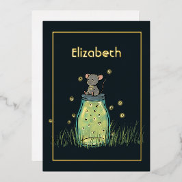 Invitación Con Relieve Metalizado Pelea del ratón Mason Jar Shower