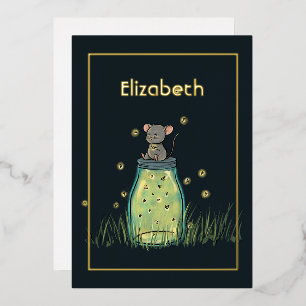 Invitación Con Relieve Metalizado Pelea del ratón Mason Jar Shower