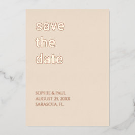 Invitación Con Relieve Metalizado Peña de paja salve la fecha Rosa de oro