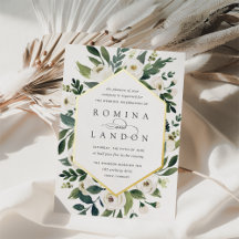 Peonía blanca | Boda de marco floral geométrico