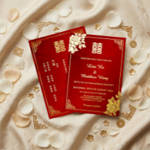 Peonía Roja Brillante Dorada | Boda China