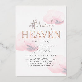 Invitación Con Relieve Metalizado Pequeña paz del cielo, Chica de la nube rosa Baby 