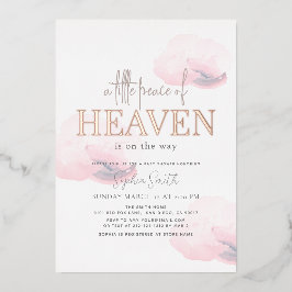 Invitación Con Relieve Metalizado Pequeña paz del cielo, Chica de la nube rosa Baby 