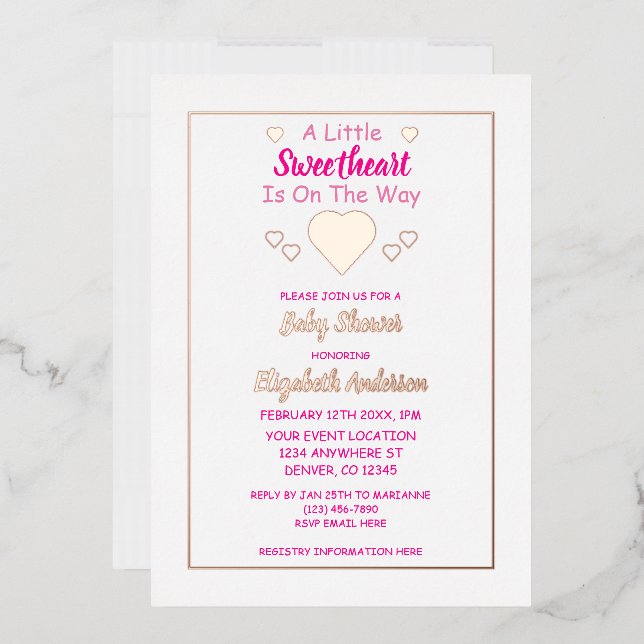 Invitación Con Relieve Metalizado Pequeño Baby Shower (Sobre)
