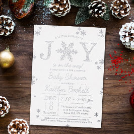 Invitación Con Relieve Metalizado Pequeño Grupo De Navidades Alegres Baby Shower Rea