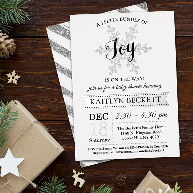 Invitación Con Relieve Metalizado Pequeño Grupo De Navidades Alegres Baby Shower Rea (Subido por el creador)