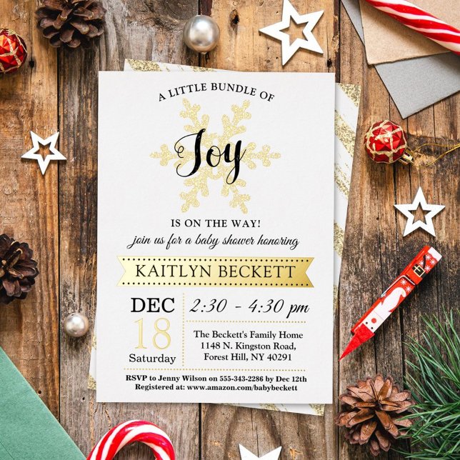 Invitación Con Relieve Metalizado Pequeño Grupo De Navidades Alegres Baby Shower Rea (Subido por el creador)