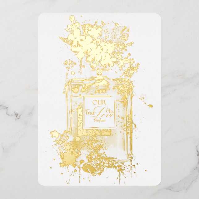Invitación Con Relieve Metalizado Perfume elegante de lujo (Anverso)