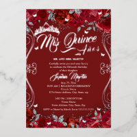 Pergamino Floral Rubí Rojo Mis Quince Quinceañera 