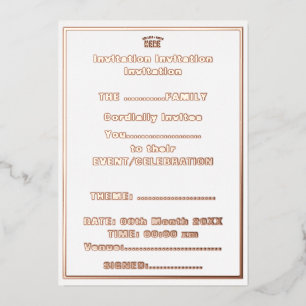 INVITACIÓN CON RELIEVE METALIZADO PERSONALIZABLE MODERNO ESTILO BLANCO VERIFICADO MA