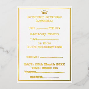 INVITACIÓN CON RELIEVE METALIZADO PERSONALIZABLE MODERNO ESTILO BLANCO VERIFICADO MA