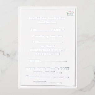 INVITACIÓN CON RELIEVE METALIZADO PERSONALIZABLE MODERNO ESTILO BLANCO VERIFICADO MA