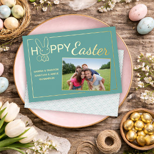 Invitación Con Relieve Metalizado Personalizado Foto Feliz Relieve metalizado Conejo