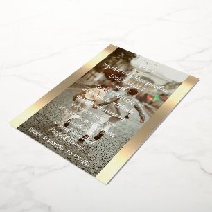 Invitación Con Relieve Metalizado Personalizado Foto Monograma Evento Heart Modern
