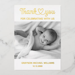 Invitación Con Relieve Metalizado Personalizado Foto Personalizada de Recién Nacido 