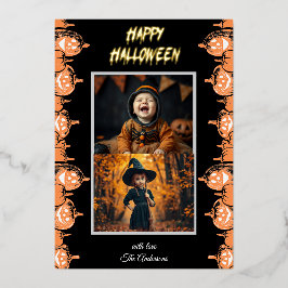 Invitación Con Relieve Metalizado Personalizado "Happy Halloween" Dos fotos