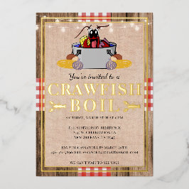 Invitación Con Relieve Metalizado Pescado de langosta hierve Fiesta familiar anual R