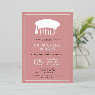 Invitación Con Relieve Metalizado Phd Doctorate Hat Doctoral Degree Graduation