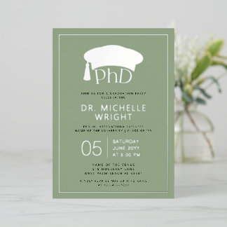 Invitación Con Relieve Metalizado Phd Doctorate Hat Doctoral Degree Graduation Foil