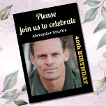 Invitación Con Relieve Metalizado Photo 40th Birthday Black Gold<br><div class="desc">Celebrate the start of a new era the right way – with a stylish gold foil 40th birthday photo invitation! Featuring a classic black and golden design,  this invitation is sure to grab your guests’ attention. Make sure your birthday bash is a celebration to remember with these beautiful invitations.</div>